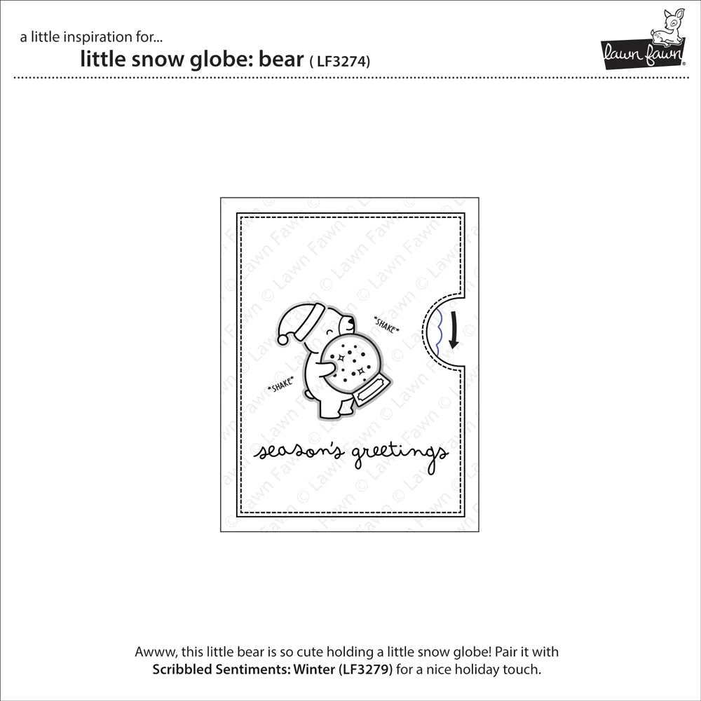 Lawn Fawn - Clear Stamps - Little Snow Globe: Bear