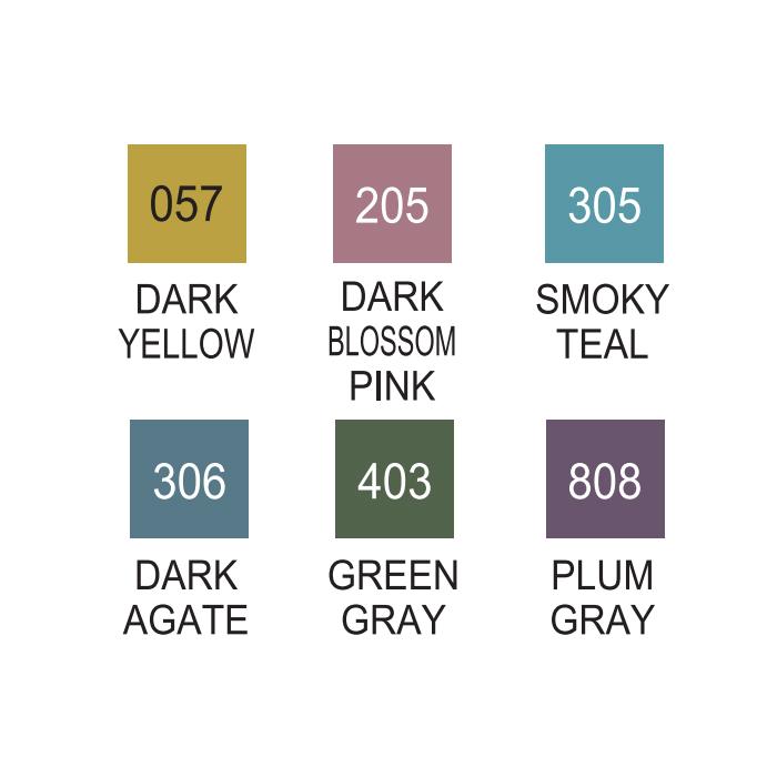 Kuretake Zig Clean Color Real Brush Markers 6/Pkg-Smoky Colors