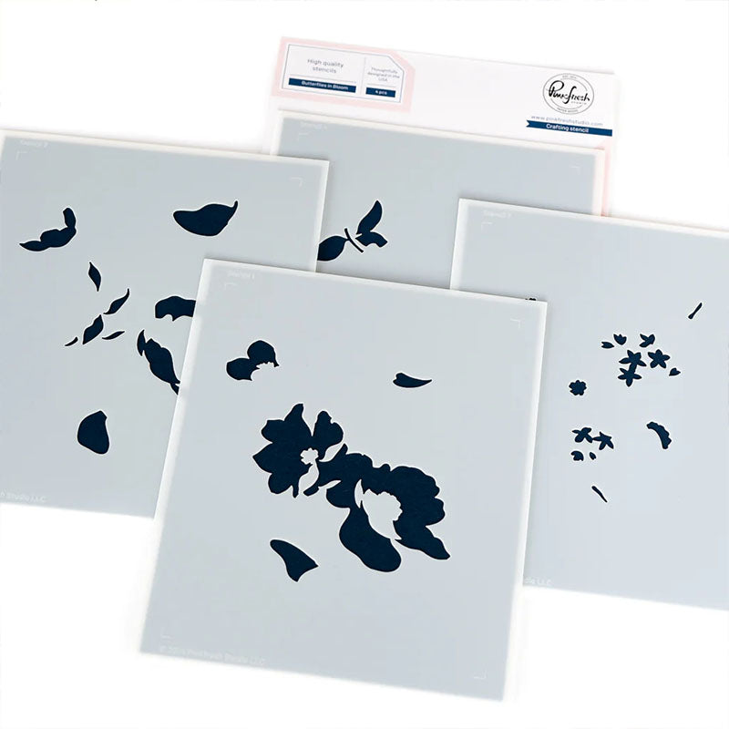 Pinkfresh Studio 4pc Stencil Butterflies In Bloom