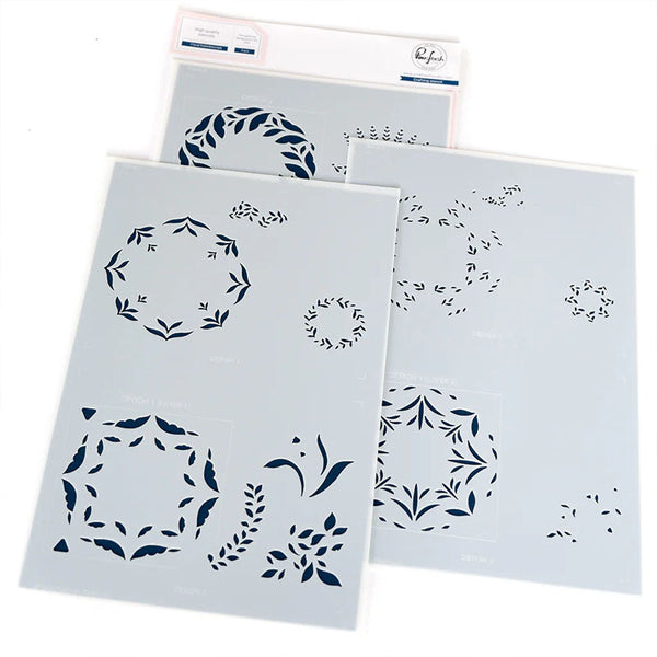 Pinkfresh Studio 3pc Stencil Floral Kaleidoscope