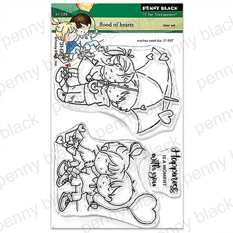 Penny Black Clear Stamps Flood Of Hearts