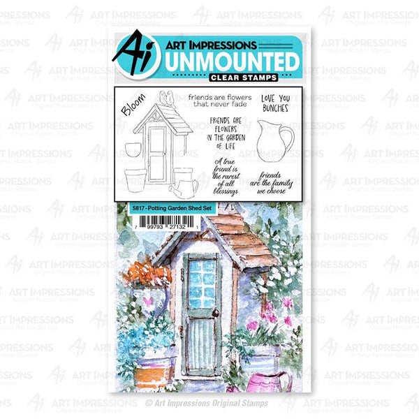 Art Impressions Clear Stamps Potting Garden Shed