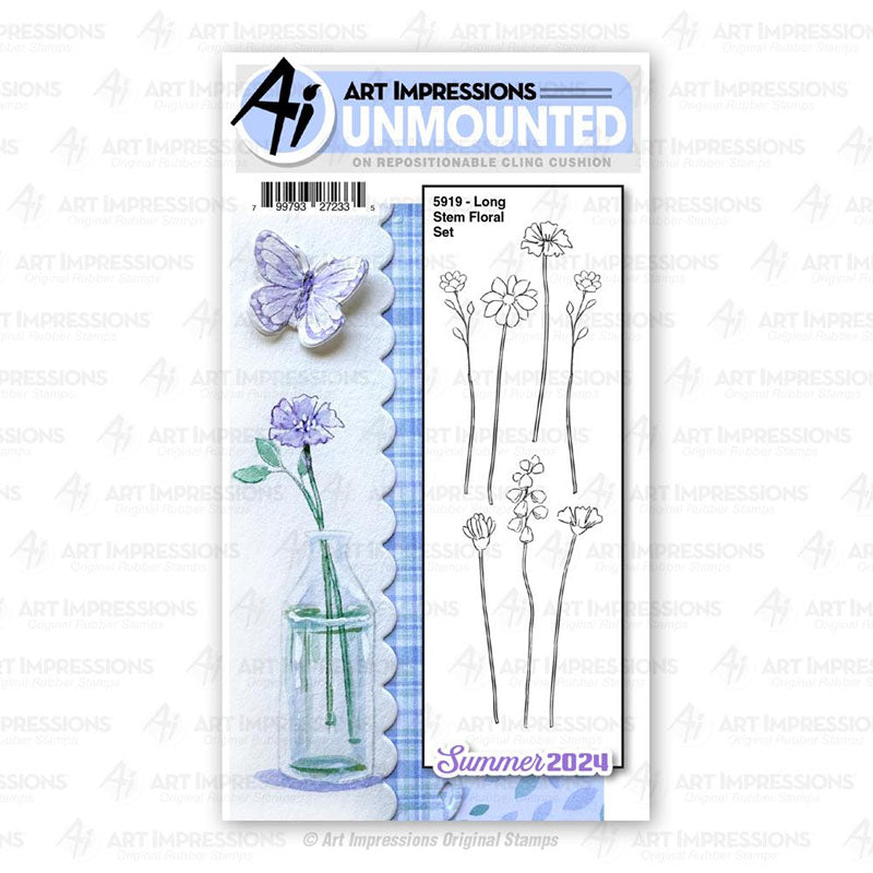 Art Impressions Clear Stamps Long Stem Floral