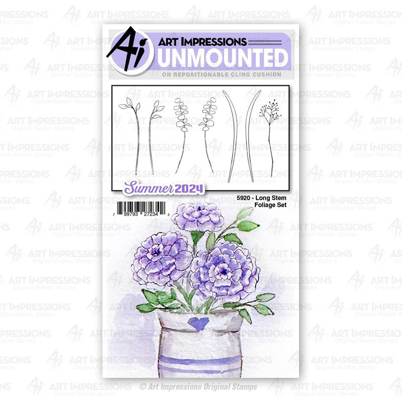 Art Impressions Clear Stamps Long Stem Foliage