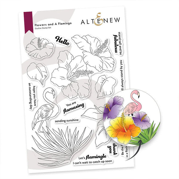 Altenew Clear Stamps Flowers and A Flamingo