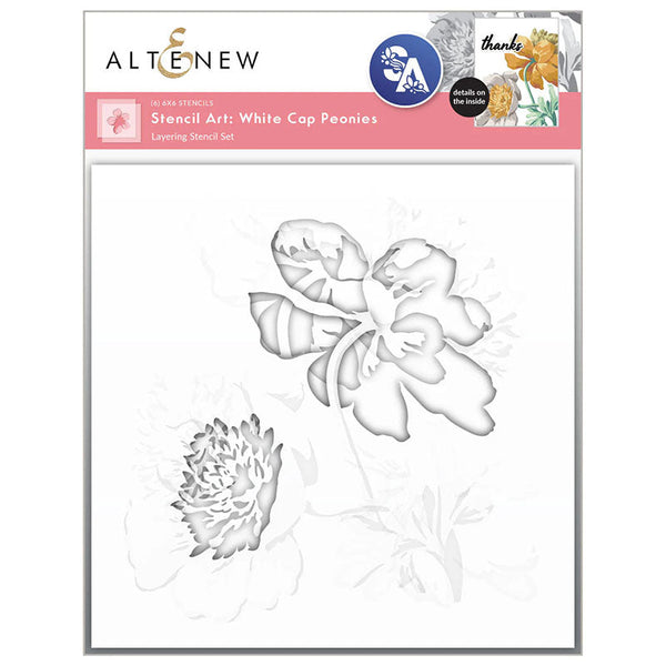 Altenew 6pc Stencil White Cap Peonies