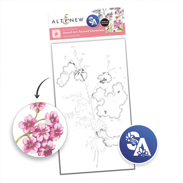 Altenew 6pc Stencil Painted Geraniums