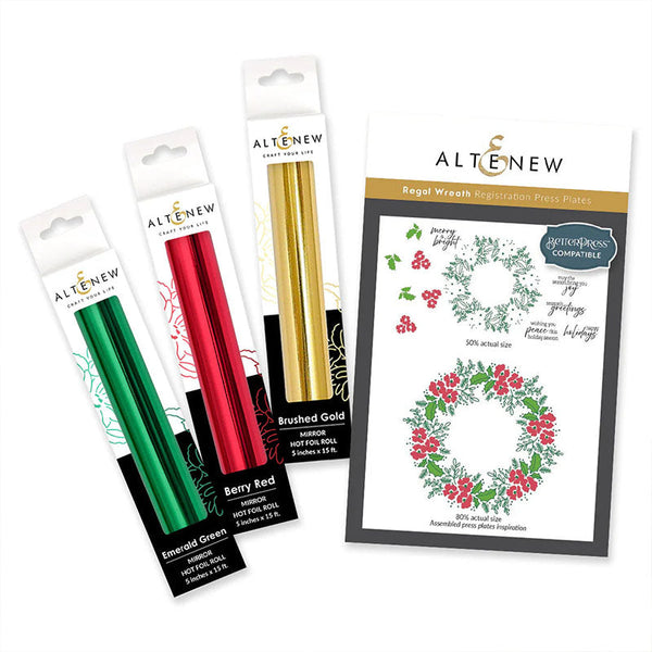 Altenew Press Plates Regal Wreath Registration & 3pc Hot Foil Roll