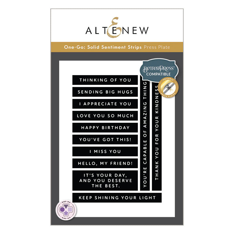 Altenew Press Plate One-Go Solid Sentiment Strips