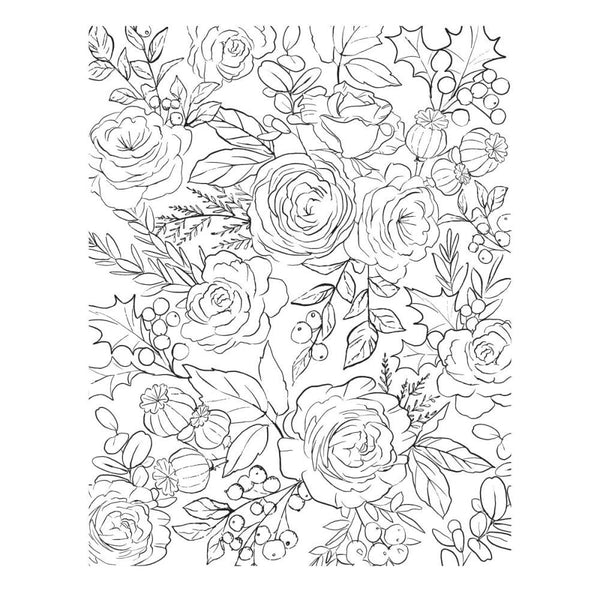 Spellbinders Press Plates Winter Rose Background