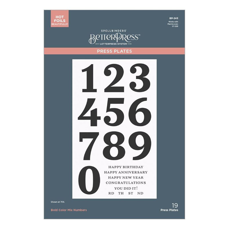 Spellbinders Press Plates Bold Color Mix Numbers