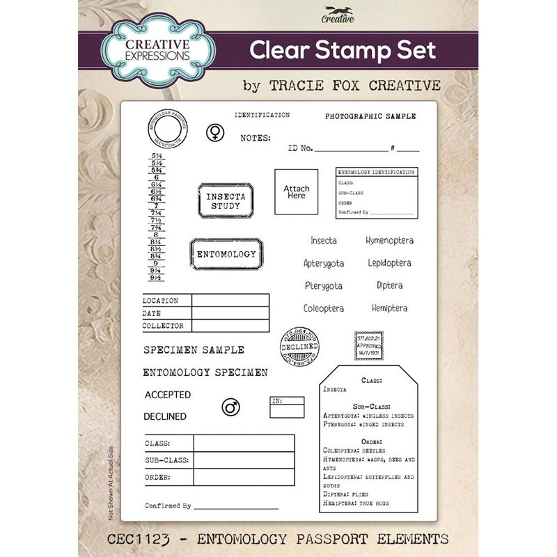 Creative Expressions Clear Stamps Entomology Passport Elements