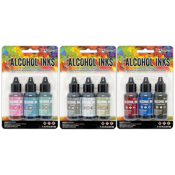 Tim Holtz Alcohol Ink 3pc Crossroads, Getaway, Expedition (9 bottles)