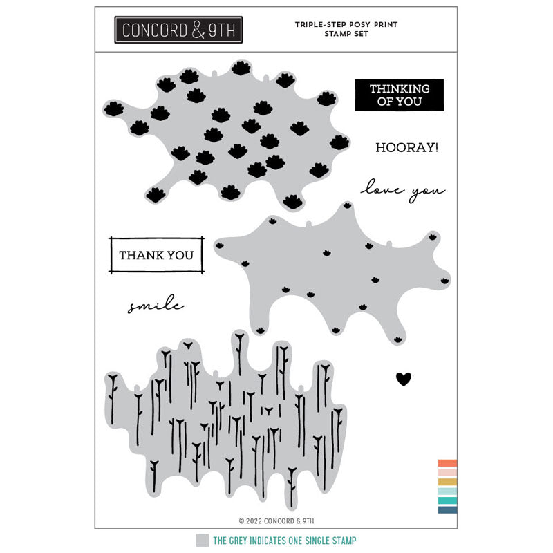 Concord & 9th Clear Stamps Triple-Step Posy Print