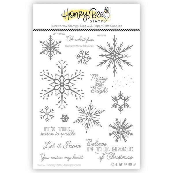 Ready Made Rubber Stamp - Christmas Text Snowflake Leaves Clear Silicone Stamps
