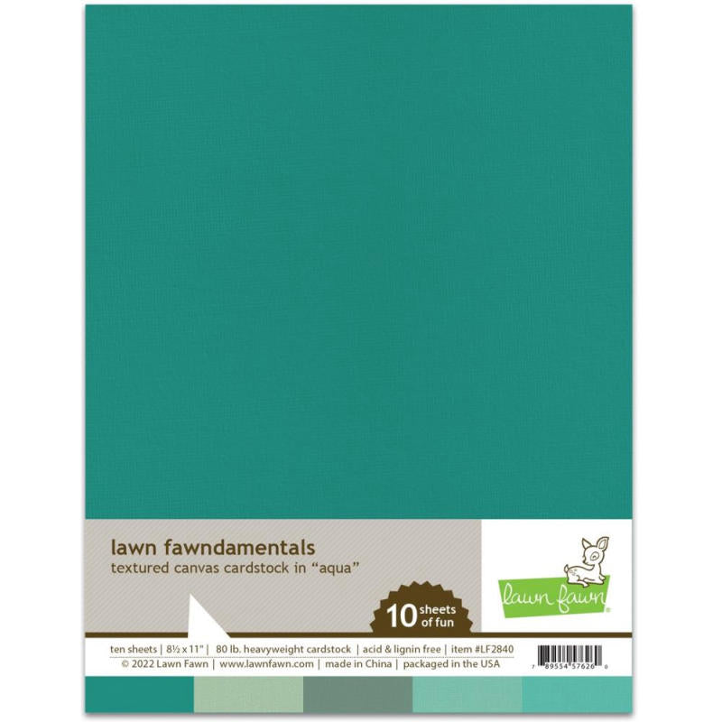 Lawn Fawn Cardstock 8.5x11 10pc Textured Canvas Aqua