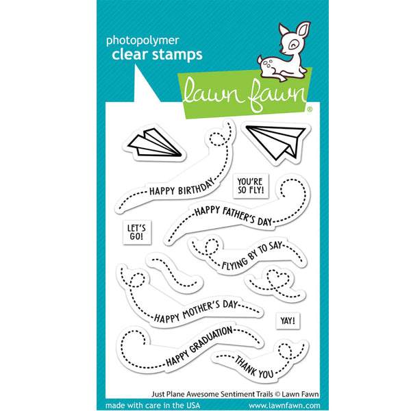 Lawn Fawn Clear Stamps Just Plane Awesome Sentiment Trails