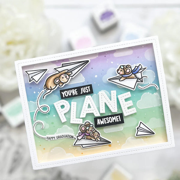 Lawn Fawn Clear Stamps Just Plane Awesome Sentiment Trails