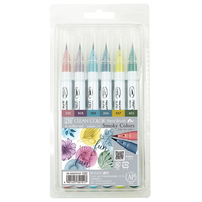 ZIG Clean Color Marker 6pc Smoky